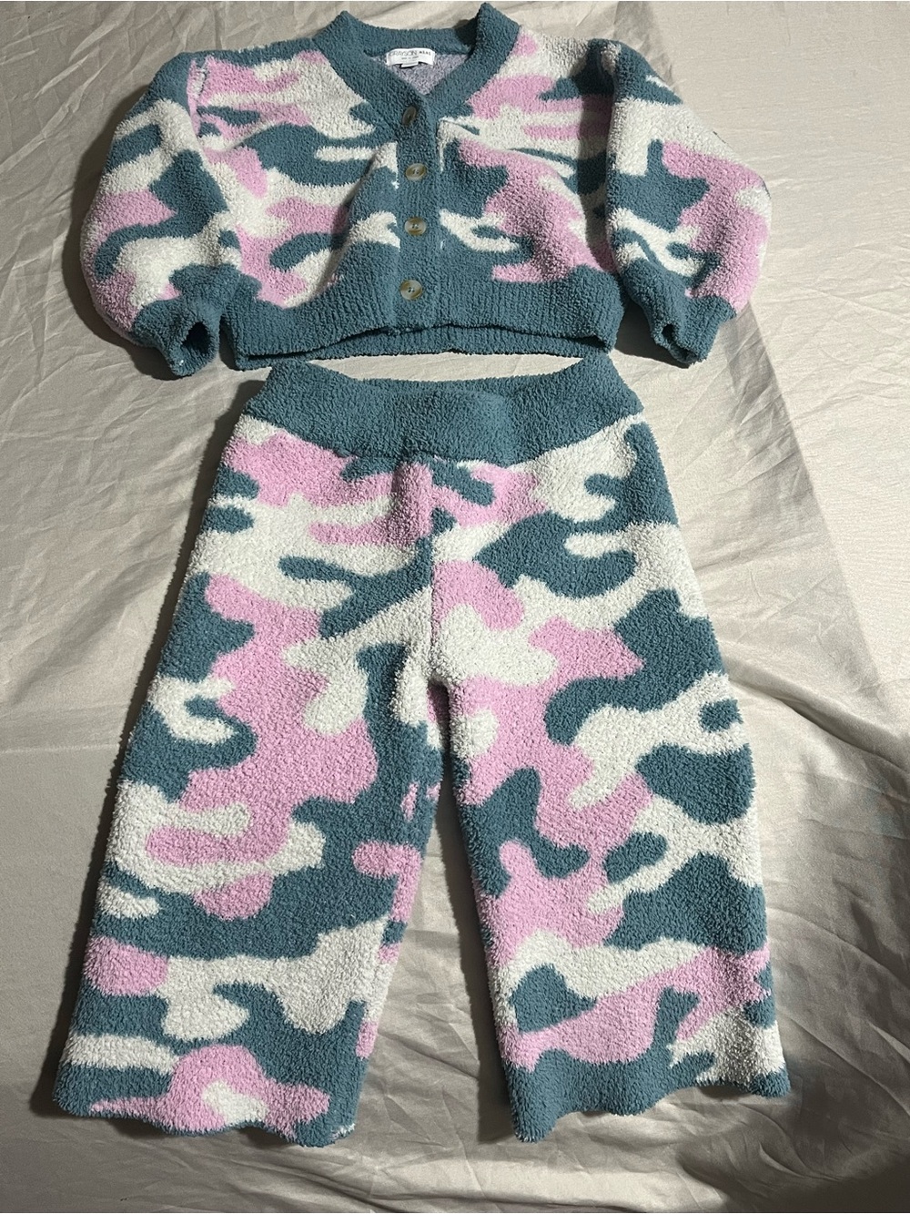 Grayson Mini Plush Two-Piece Set - Teal, Pink, Cream Girls Size 2T